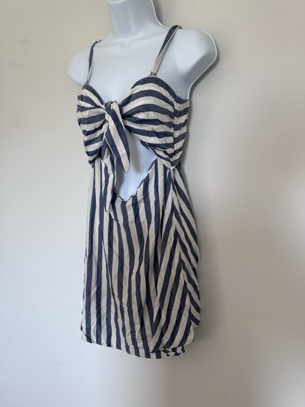 Beach Riot Striped Tie-Front Sundress in Blue and White Small - Picture 4 of 7
